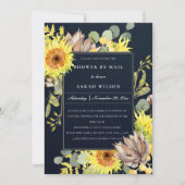 NAVY SUNFLOWER EUCALYPTUS FLORAL SHOWER BY MAIL KAART (Voorkant)