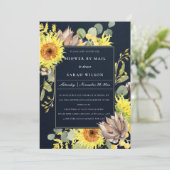 NAVY SUNFLOWER EUCALYPTUS FLORAL SHOWER BY MAIL KAART (Staand voorkant)
