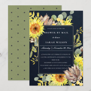 NAVY SUNFLOWER EUCALYPTUS FLORAL SHOWER BY MAIL KAART