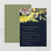 NAVY SUNFLOWER EUCALYPTUS FLORAL WEDDING DETAILS INFORMATIEKAARTJE (Voorkant / Achterkant)