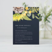 NAVY SUNFLOWER EUCALYPTUS FLORAL WEDDING DETAILS INFORMATIEKAARTJE (Staand voorkant)