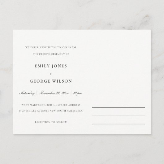 NAVY SUNFLOWER EUCALYPTUS PINE CONE FLORAL WEDING UITNODIGING BRIEFKAART (Achterkant)