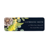 NAVY SUNFLOWER EUCALYPTUS PINE FLORAAL ADRES ETIKET (Voorkant)