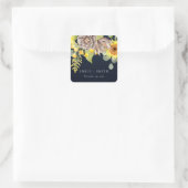 NAVY SUNFLOWER EUCALYPTUS PINE FLORAL WEDING VIERKANTE STICKER (Tas)