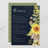 NAVY SUNFLOWER EUCALYPTUS WATERVERF FLORAL MENU (Voorkant / Achterkant)