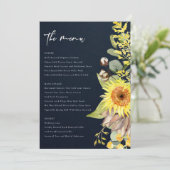 NAVY SUNFLOWER EUCALYPTUS WATERVERF FLORAL MENU (Staand voorkant)