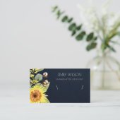 NAVY SUNFLOWER FLORAL BRACELET DISPLAY LOGO VISITEKAARTJE (Staand voorkant)