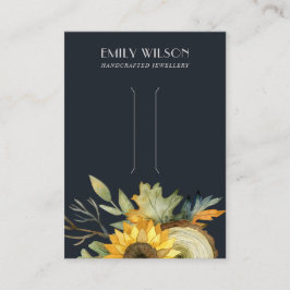 NAVY SUNFLOWER HERFST AUTUMN WOOD HAIR CLIP DISPLA VISITEKAARTJE