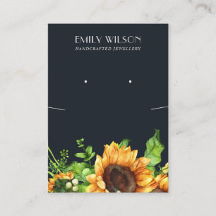 NAVY SUNFLOWER HERFST KETTING EARRING DISPLAY KAAR VISITEKAARTJE
