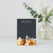 NAVY SUNFLOWER HERFST KETTING EARRING DISPLAY KAAR VISITEKAARTJE (Staand voorkant)