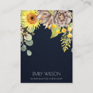 NAVY SUNFLOWER PINE FLORAL BRACELET DISPLAY LOGO VISITEKAARTJE