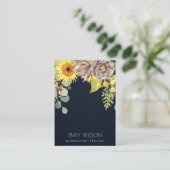 NAVY SUNFLOWER PINE FLORAL BRACELET DISPLAY LOGO VISITEKAARTJE (Staand voorkant)