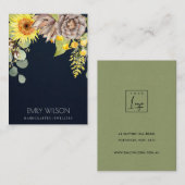 NAVY SUNFLOWER PINE FLORAL BRACELET DISPLAY LOGO VISITEKAARTJE (Voorkant / Achterkant)