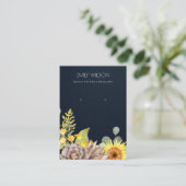 NAVY SUNFLOWER PINE FLORAL EARRING DISPLAY LOGO VISITEKAARTJE (Staand voorkant)