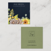 NAVY SUNFLOWER PINE FLORAL KETTING DISPLAY LOGO VIERKANTE VISITEKAARTJE (Voorkant / Achterkant)