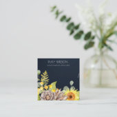 NAVY SUNFLOWER PINE FLORAL KETTING DISPLAY LOGO VIERKANTE VISITEKAARTJE (Staand voorkant)