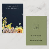 NAVY SUNFLOWER PINE FLORAL KETTING DISPLAY LOGO VISITEKAARTJE (Voorkant / Achterkant)