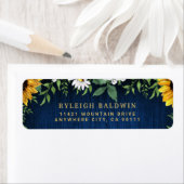 Navy Sunflower Wedding Return Address Label (Insitu)