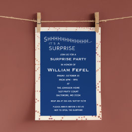 Navy Surprise Birthday Custom Age Invitation Kaart
