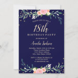 Navy Sweet Floral Sparkle Confetti 18th Birthday Kaart<br><div class="desc">griepvaccinaties in de Little Bayleigh Store.</div>