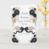 Navy Sweet Sixteen Kaart (Gele Bloem)