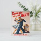 Navy Swing Dance Night Delight Briefkaart (Staand voorkant)
