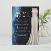 Navy Swirl Elegant Bridal Shower Kaart (Staand voorkant)