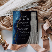 Navy Swirl Elegant Bridal Shower Kaart