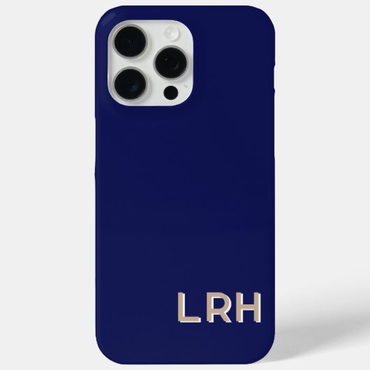 Navy Tan Minimalistische Monogram iPhone Hoes (Achterkant)
