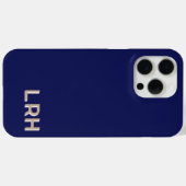 Navy Tan Minimalistische Monogram iPhone Hoes (Achterkant (horizontaal))