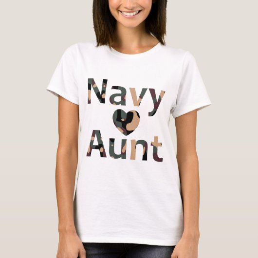 Navy tante Heart Camo T-shirt (Voorkant)