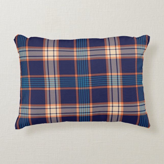 Navy tartan-patroon accent kussen (Voorkant)