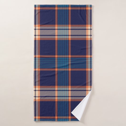 Navy tartan-patroon badhanddoek (Badhanddoek)