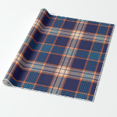 Navy tartan-patroon cadeaupapier (Uitgerold)