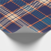 Navy tartan-patroon cadeaupapier (Hoek)