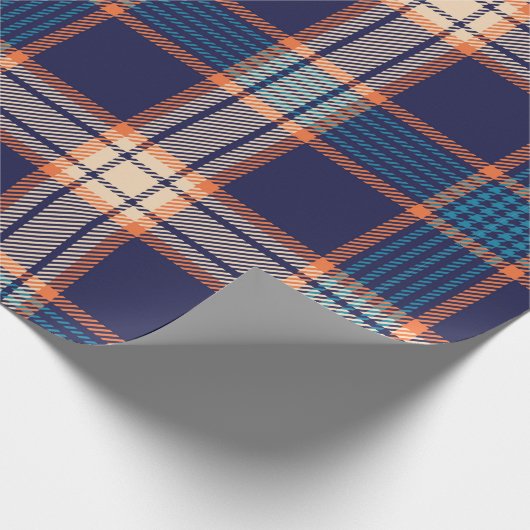 Navy tartan-patroon cadeaupapier (Hoek)