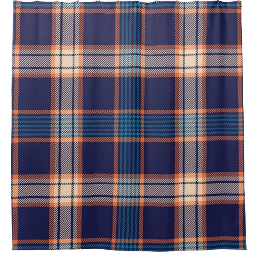Navy tartan-patroon douchegordijn (Voorkant)