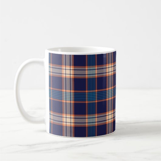 Navy tartan-patroon koffiemok (Links)
