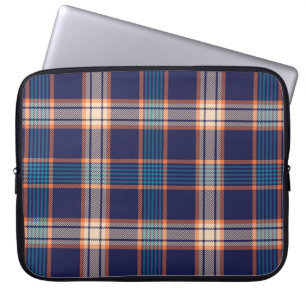 Navy tartan-patroon laptop sleeve
