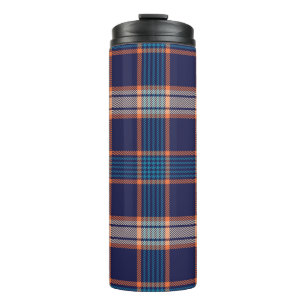 Navy tartan-patroon thermosbeker