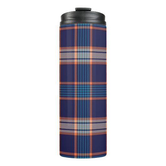 Navy tartan-patroon thermosbeker (Voorkant)