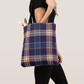 Navy tartan-patroon tote bag (Dichtbij)