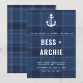 Navy Tartan Uitnodiging (Voorkant / Achterkant)