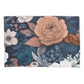 Navy & Taupe Boho Floral Print Kussensloop (Voorkant)