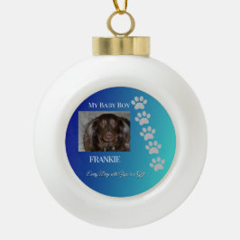 Navy Teal Pawprints Pet Tribute Keramische Bal Ornament