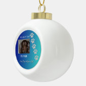 Navy Teal Pawprints Pet Tribute Keramische Bal Ornament (Rechts)
