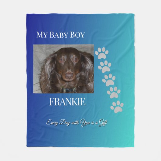 Navy Teal Pawprints Tribute Fleece Deken (Voorkant)