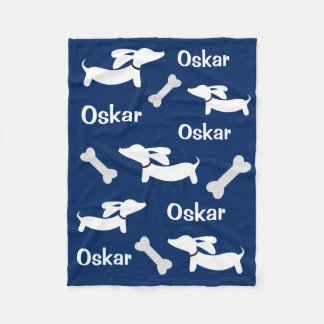 Navy Teckel Wiener Hondendeken Fleece Deken