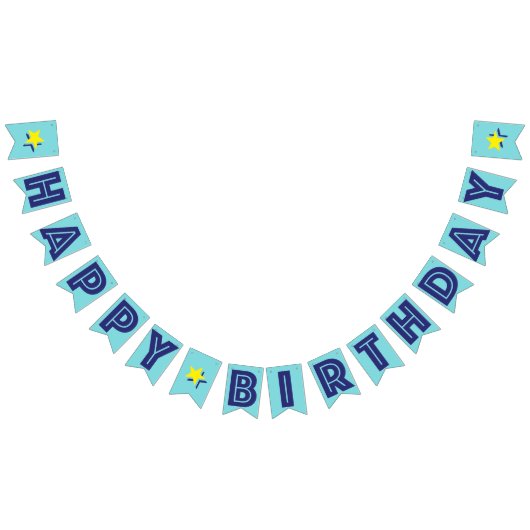 NAVY-TEKST EN SOFT BLUE COLOR = HAPPY = BIRTHDAY VLAGGETJES (Alle)