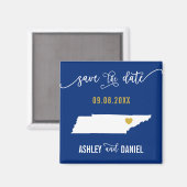 Navy Tennessee Wedding Save the Date Map Magneet (Voorkant / Achterkant)